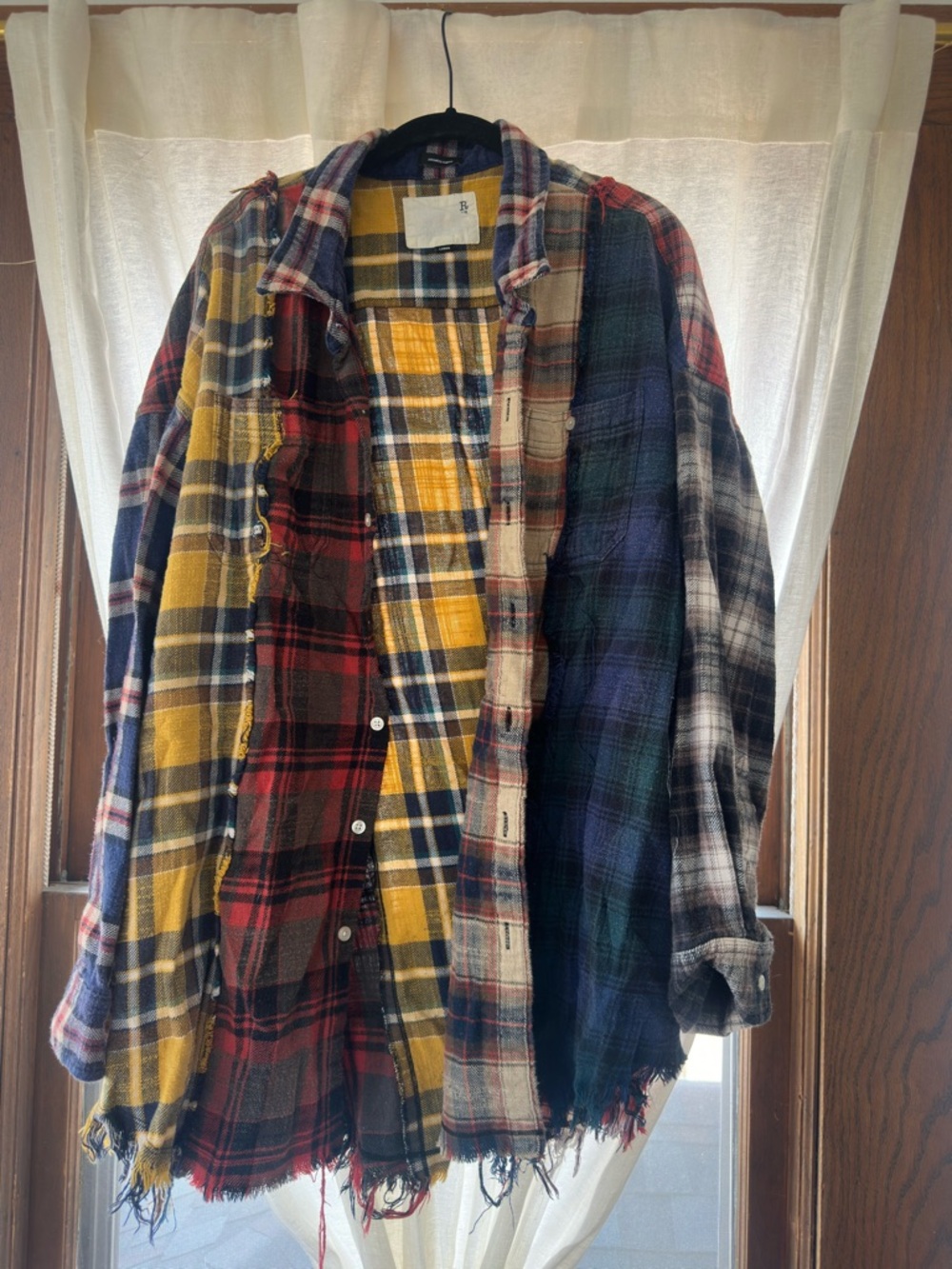 R13 Multicolor Patchwork Plaid Flannel Shirt Jacket